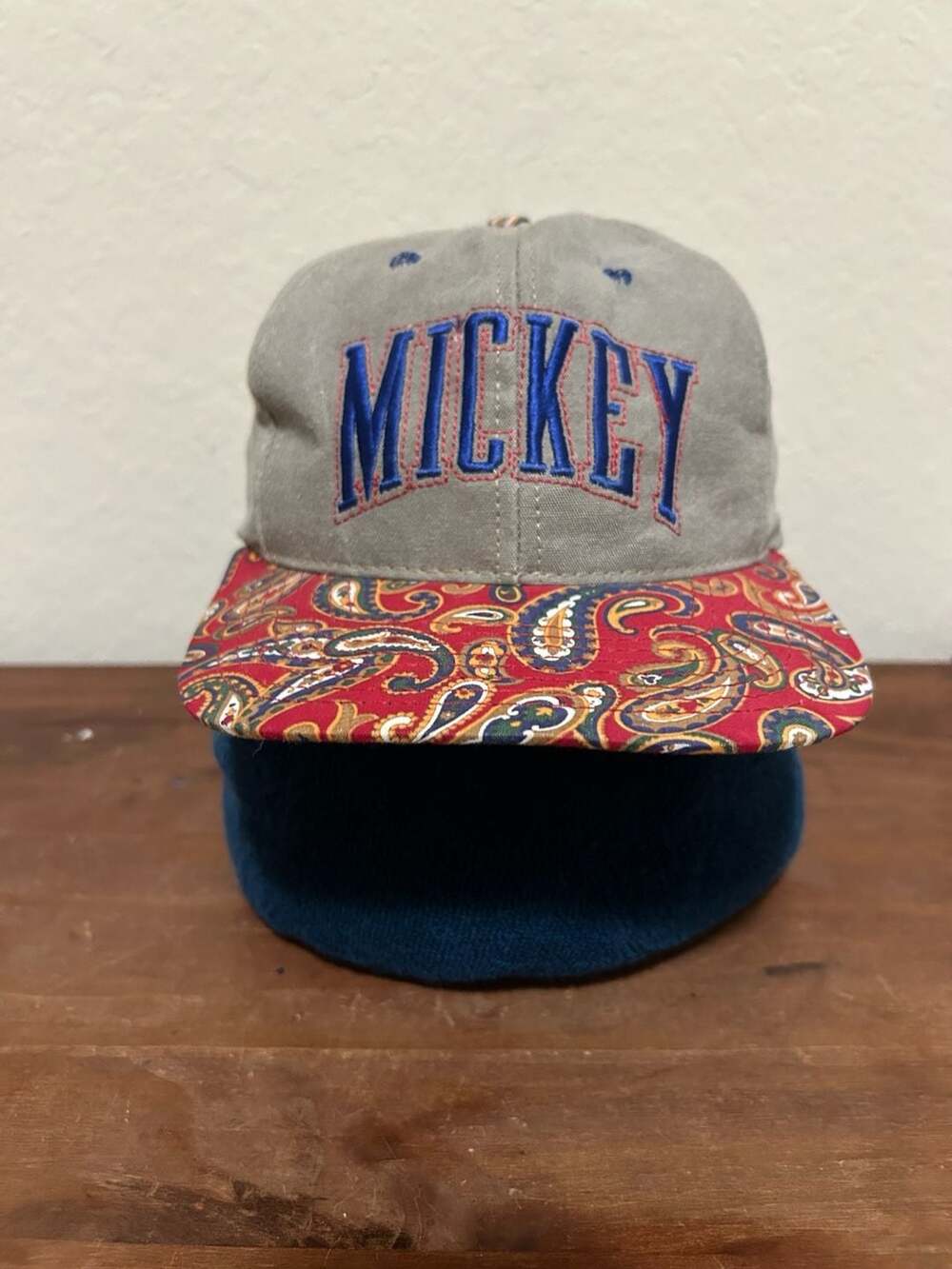 Disney Mickey Mouse Snapback Hat One Size Fits All Grey Paisley Bill